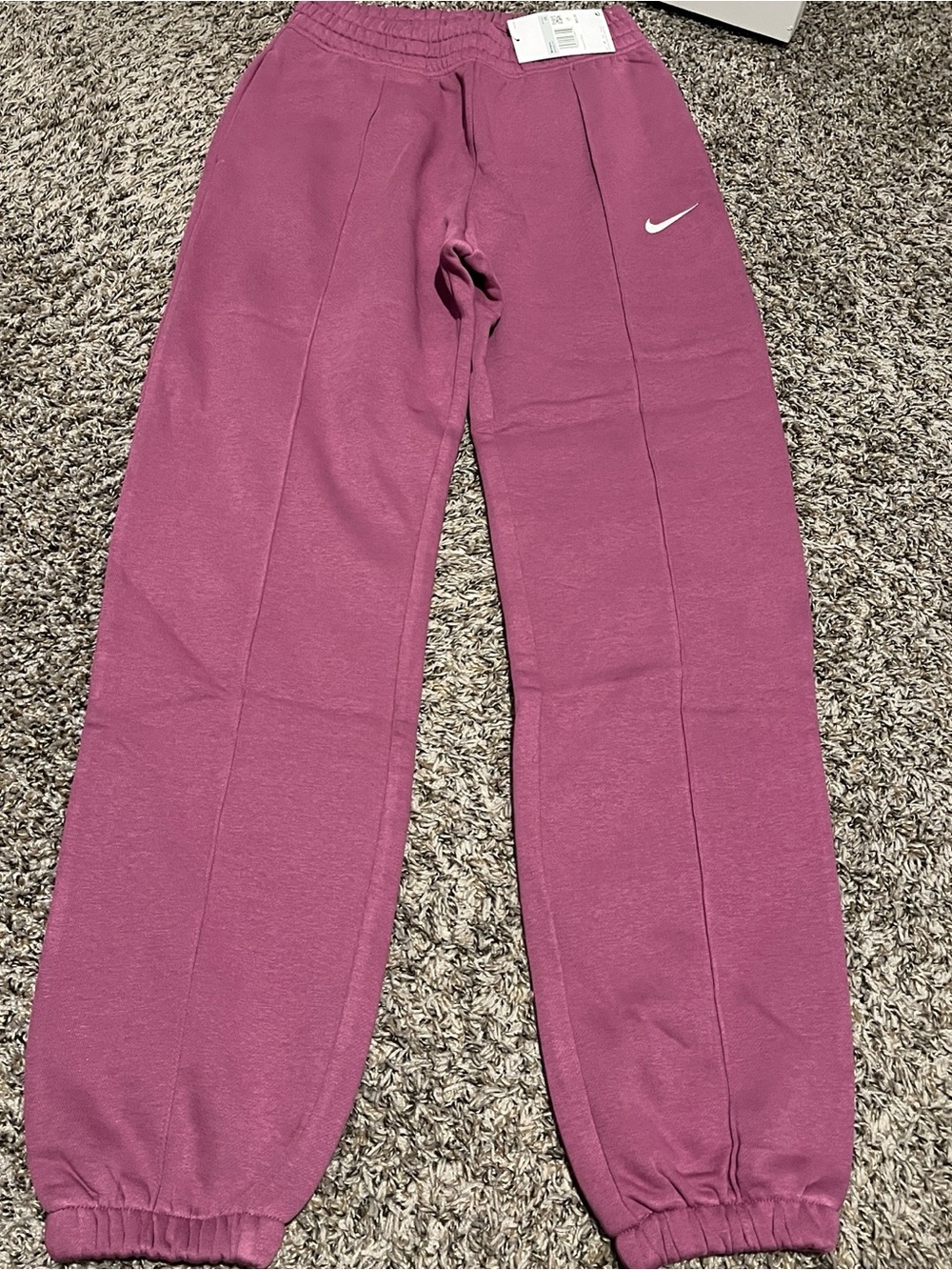 Nike Women’s Maroon/Pink Fleece Joggers with Swoosh